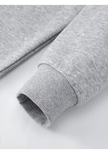 Erkek 23 Desenli Casual Yuvarlak Yaka Şık Sweatshirt Gri