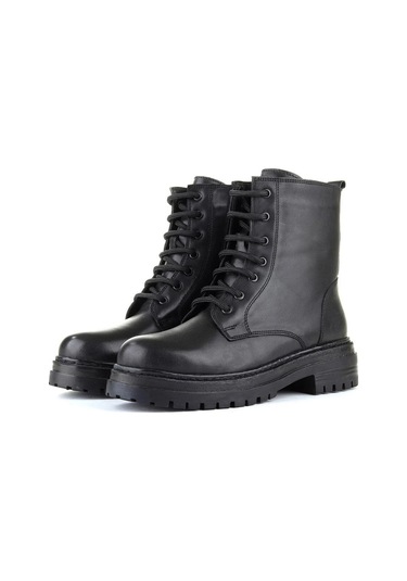 M.p. 242-4584 Zn Kadın Siyah Deri Bot Siyah