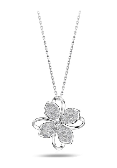 Brezza Lusso Jewelry Gümüş Dört Yapraklı Yonca Kadın Kolye (325345676) 45 CM