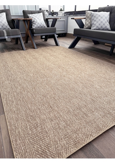 Berena Naturel Jüt Halı Örme Kilim Sisal Hasır Halı Mutfak Balkon Halısı