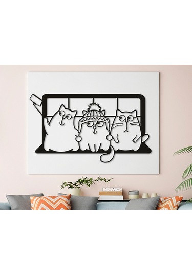 3 Kedi Selfi Cat Selfie 3d Duvar Dekoru - Şık Ve Minimalist Tasarım 19cm