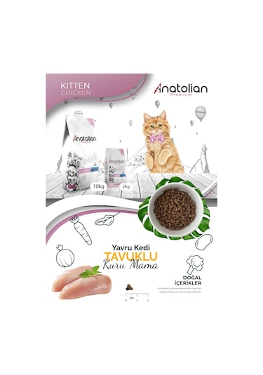 Anatolian Premium Kitten Tavuklu Yavru Kedi Maması 2 KG