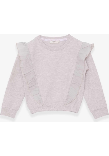 Breeze Kız Çocuk Sweatshirt Beli Lastikli 4-8 Yaş, Bej Melanj-bej Melanj Bej Melanj