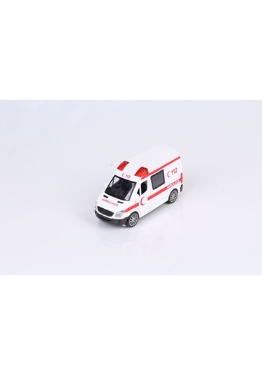 Sesli Işıklı Metal Çekbırak Ambulans 1 32 Ölçek