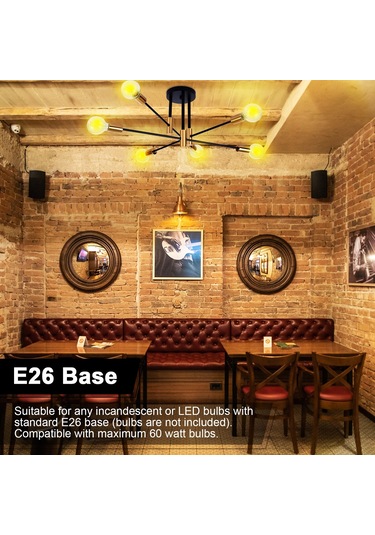 Neoglint Tavan Lambası 6 Işıklı Modern Metal Avize Siyah - Altın Diğer