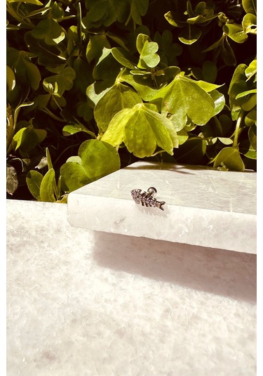 Balık Model Zirkon Taşlı Özel Tasarım Gümüş Renk Stainless Steel Çelik Tragus Helix Piercing