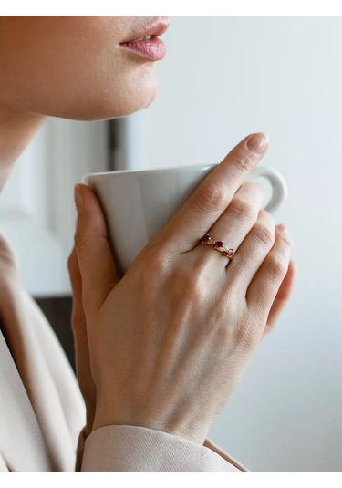 Lamponi 925 Ayar Gümüş 585 Ayar Altın Zirkon Taşlı Yakut Takı Yüzüğü 183826677 Altın