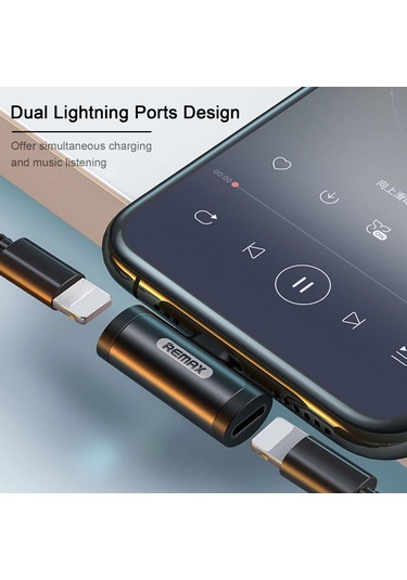 Suofeng Remax Rl-la04i Beyaz Çift Lightning Portlu Ses Adaptörü: Hızlı Şarj + Müzik Dinleme, Düşük Gecikmeli Sesli Arama, T-şekilli Tasarım