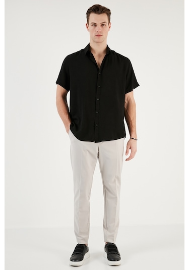 Buratti Pamuk Karışımlı Kısa Kollu Regular Fit Erkek Gömlek Cf23S113139 Siyah