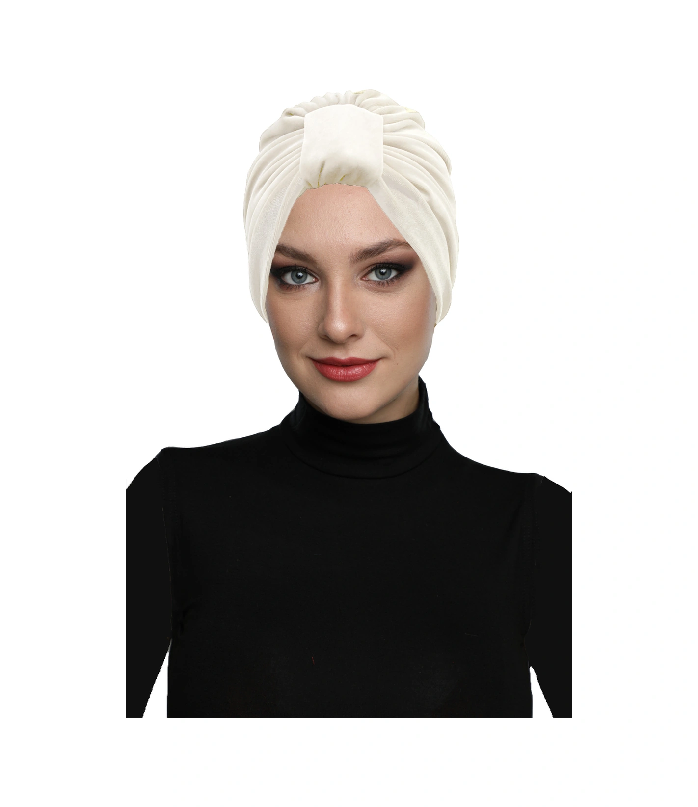 Kadife Kardelen Astarlı Krem Hazır Türban Tesettür Bone Krem