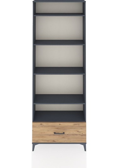 Arges Dolap 5 Raflı Tek Çekmeceli 88x30x243 Antrasit-çam Antrasit