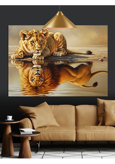 Kaplan Pusuya Yatmış Dekoratif Kanvas - Mdf Ahşap Tablo