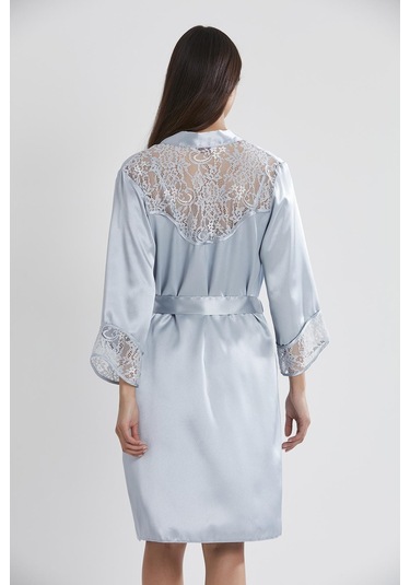 Pierre Cardin 4075 Saten Sabahlıklı Gecelik Takım - Mist Mist
