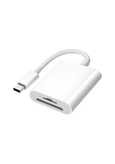 Hombey Usb-c Çift Yuva Kart Okuyucu - Sd/tf/cf Desteği,  16/15 Ve Type-c Cihazlar İçin, Fotoğraf/vide Transferi, Kompakt Beyaz