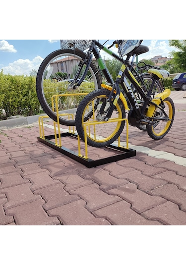Bisiklet Park Yeri Bisiklet Bağlama Demiri 3'Lü Sarı - Siyah