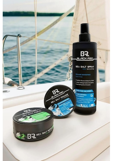Black Red Saç Sea Salt Deniz Tuzu Saç Spreyi & Seal Salt Paste Saç Şekillendirici Mat Wax 2'li Set