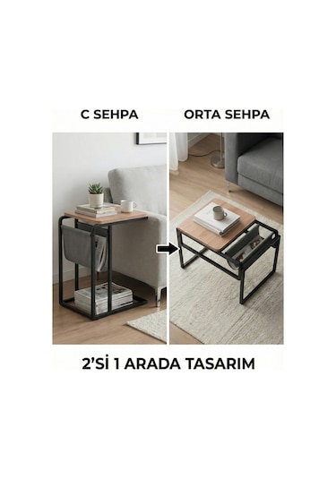 Çok Amaçlı Orta Sehpa Ve C Yan Sehpa Çam