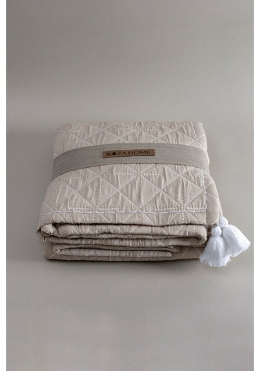 Koza Home Stella Bej Çift Kişilik Baklava Desenli Yatak Örtüsü 230x250 2 Ya Bej