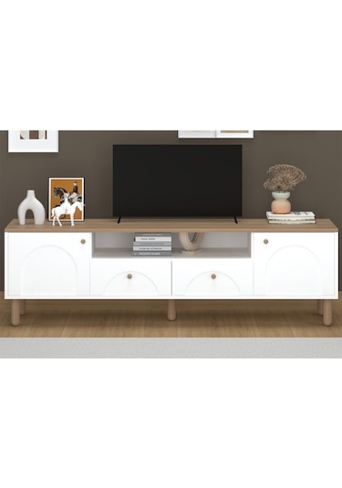 Just Home 2 Kapak 2 Çekmeceli Bohem Tv Ünitesi - Beyaz / Sepet - 55x44x180 Cm Beyaz / Sepet Just Home 2 Kapak 2 Çekmeceli Bohem Tv Ünitesi - Beyaz / Sepet - 55x44x180 Cm Beyaz / Sepet