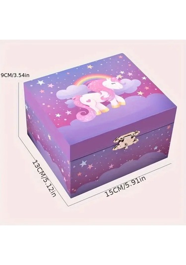 Willowhaven Whimsical Unicorn Mücevher Kutusu Yıldızlı Gece Gökyüzü Tasarımı Mor Pembe Bulutlar