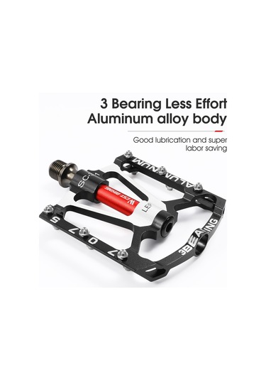 Xindoker Alüminyum Ergonomik Bisiklet Pedalı - Hafif, Dayanıklı, Kayma Engeli, 3 Rulmanlı Platform, Siyah Çift