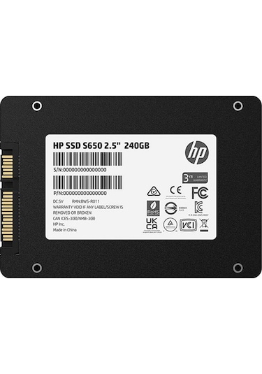 HP S650 345M8AA 2.5" 240 GB 560/450 MB/S SATA 3 SSD