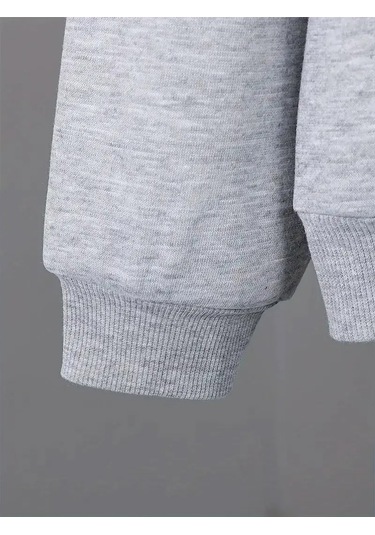 Kışlık Kapüşonlu Sweatshirt, Çocuk A Harfli Baskılı Gri