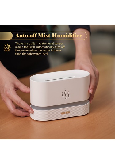 Geeroyoo "usb Aromaterapi Nemlendirici: Otomatik Kapanan Alev Efektli Gece Lambası Ve Esans Yağ Difüzörü"