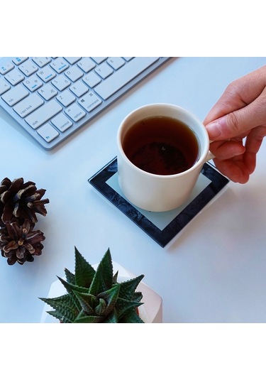 Decorita Cam Bardak Altlığı L Harfli Tasarım 4'lü Takım 10 x 10 CM Çok Renkli