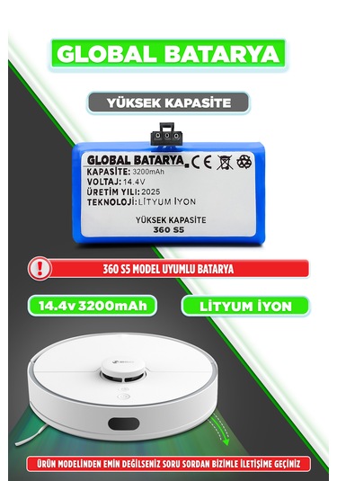 360 S5 Uyumlu Batarya 3200mah Li-ion Pil Yüksek Kapasite