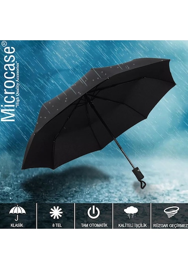 Microcase Unisex Rüzgarda Kırılmayan Su Geçirmez Şemsiye 8 Telli Al4662
