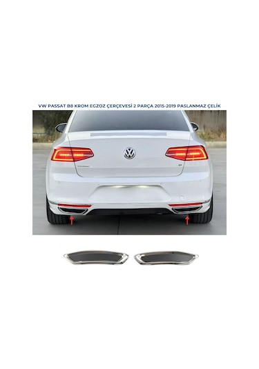 Ebal Otomotiv VW Passat B8 Krom Egzoz Görünümlü Difüzör 2015-2019 P.Çelik