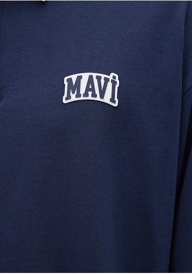 Mavi - Mavi Logo Baskılı Lacivert Polo Sweatshirt 0s10172-70497 Lacivert