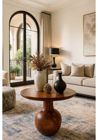 Masif Ahşap Orta Sehpa Meşe Renk Modern Model Meşe