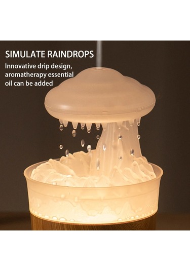 V50 Masaüstü Renkli Gece Lambası Nemlendirici Ahşap Tahıl Su Damlası Aroma Difüzörü, Özellik: Ab Tak Beyaz