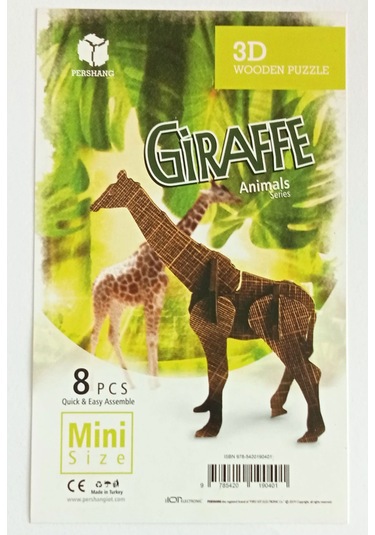 Zürafa 8 Parça Mini Ahşap Puzzle Giraffe Pazıl