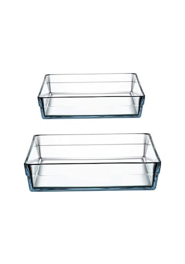 Paşabahçe 159128 Premium Dikdörtgen Borcam Seti 2'li - Fma05050 Fma05209 Şeffaf