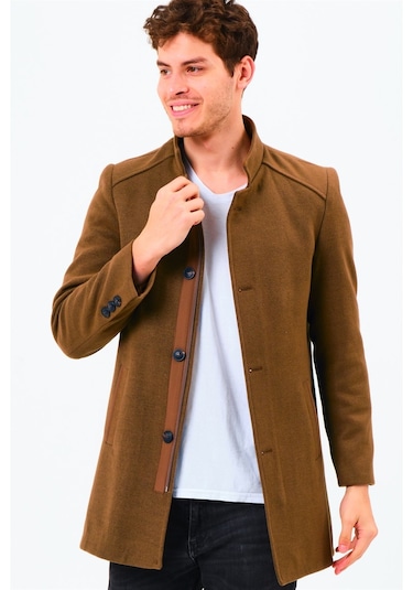 Plt8327 Dewberry Erkek Palto-Koyu Camel-Koyu Camel
