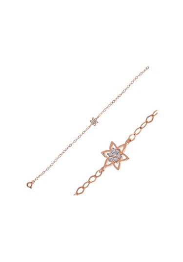 Blackcraft 925 Ayar Gümüş Rose Çiçek Kadın Bileklik Bc-f97d35