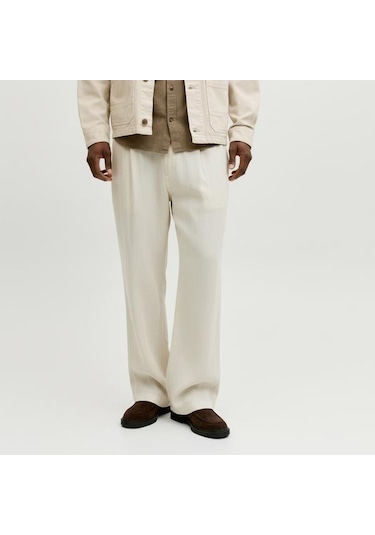 Jack&jones Bill Andros Vis Linen Blend Jogger Erkek Beyaz Pantolon