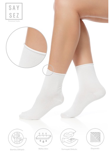 Bambu Kadın Lastiksiz Siyah-beyaz-bej Soket Dikişsiz Çorap 3'lü Çok Renkli