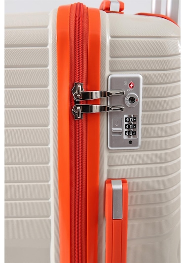 Ççs 5239 Polipropilen Büyük Boy Valiz Beyaz-turuncu Beyaz - Turuncu