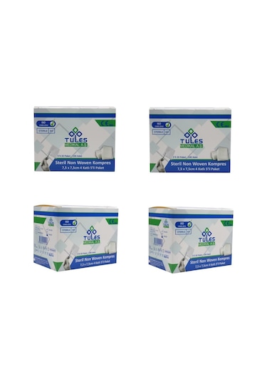 Tules 5'li Steril Non Woven Kompres Spanç 400 Adet 7.5 X 7.5 CM
