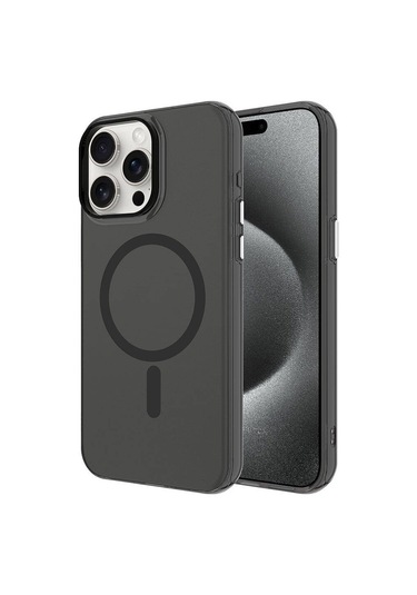 İphone Uyumlu 15 Pro Kılıf Zore Magsafe Şarj Özellikli Buzlu Transparan C-pro Sert Kapak