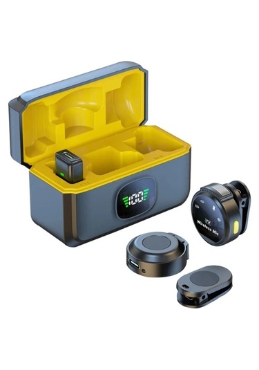 J6 Iphone Ve Android Uyumlu Mini Kablosuz Yaka Mikrofonu Göstergeli Led Şarj Kutulu Gürültü Azaltma