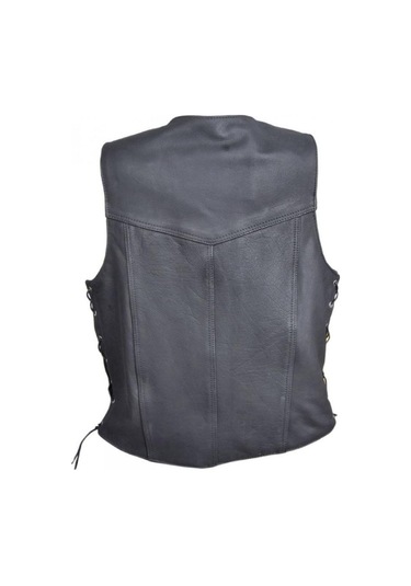 Hakiki Deri Siyah Ipli Erkek Deri Yelek Kahverengi