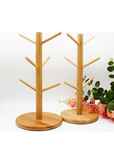 Moveevo Bambu Dönen Bardak Rakusu - Kahve, Çay, Su Bardakları İçin, Anahtar Ve Mücevher Depolama, Ev Ve Ofis Kullanıma Uygun, Siyah Dairesel Tabanlı, Dayanıklı Ve Pratik