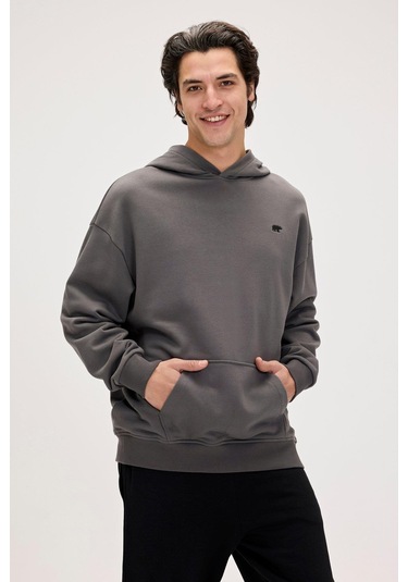 Bad Bear Drake Hoodie Os Asphalt Erkek Gri Kapüşonlu Sweatshirt 001