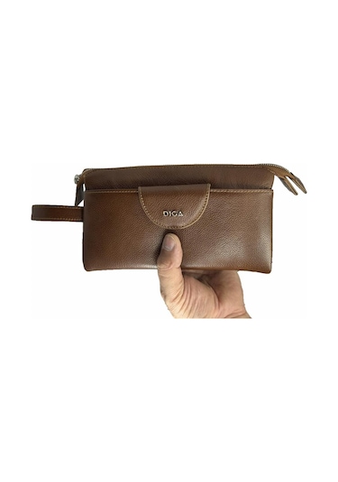 Çanta Yurdu Diga Hakiki Deri 3006 Dopp Kit El Çantası Taba Taba