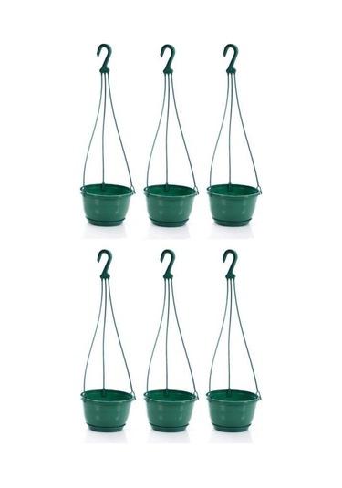 Omnipazar So-sm02 Safir Makrome Askılı Balkon Saksı 3.4 Lt Yeşil 6 Adet